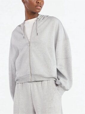 Scoop Scuba Zip Up Hoodie Gray Cropped Sweatshirt Women’s Size L (12-14) NWT